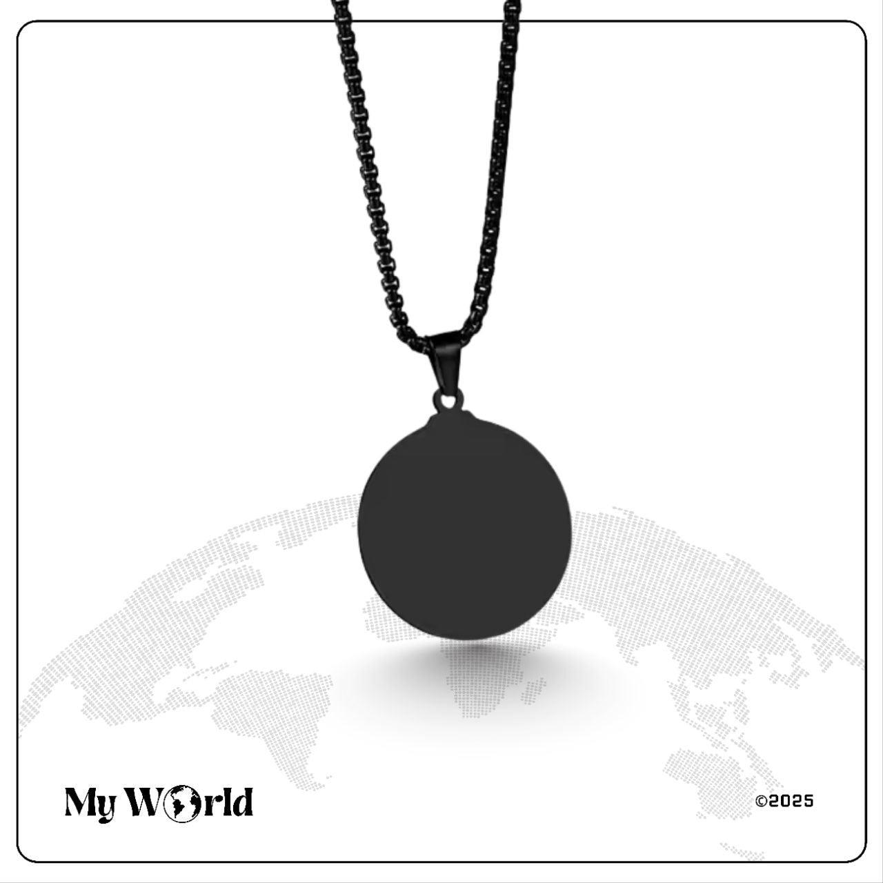 Exklusive runde Gravur - Halskette aus Premium - Edelstahl – Eleganz & Persönlichkeit in einem Schmuckstück My World My World