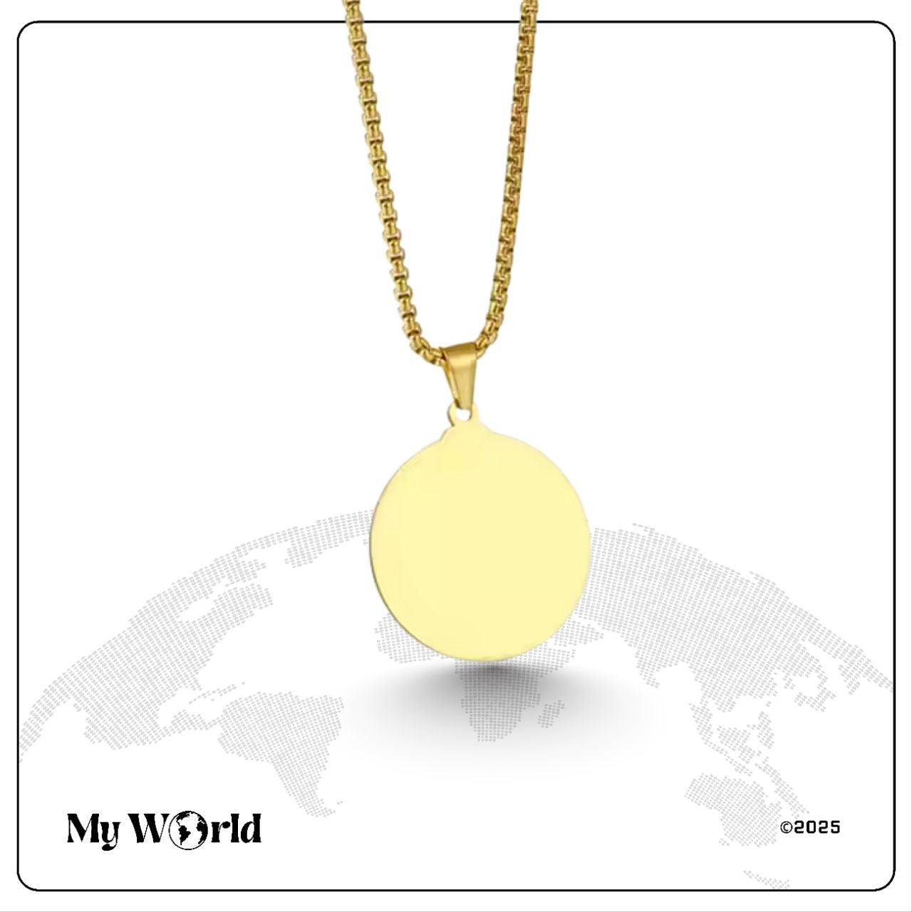 Exklusive runde Gravur - Halskette aus Premium - Edelstahl – Eleganz & Persönlichkeit in einem Schmuckstück My World My World