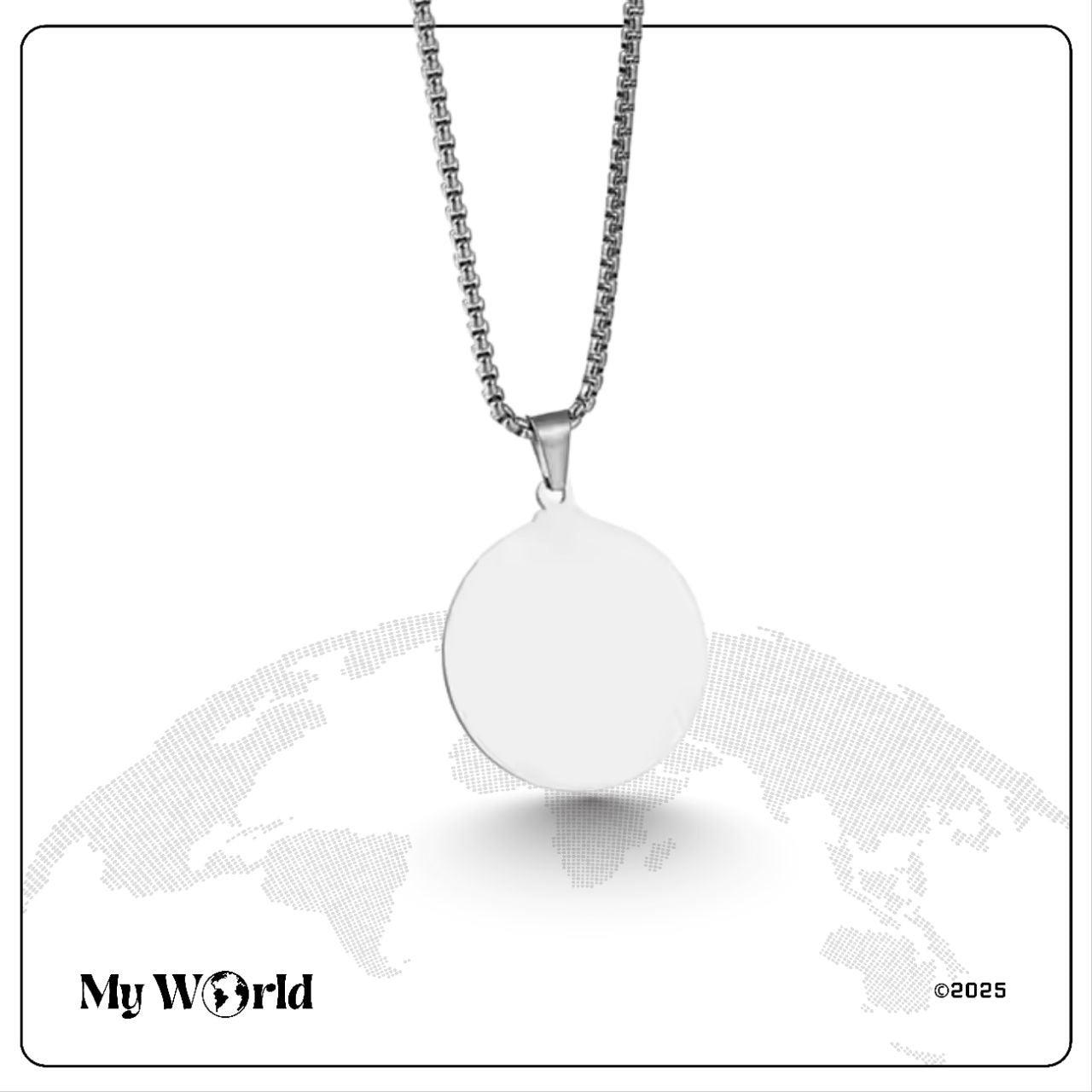 Exklusive runde Gravur - Halskette aus Premium - Edelstahl – Eleganz & Persönlichkeit in einem Schmuckstück My World My World