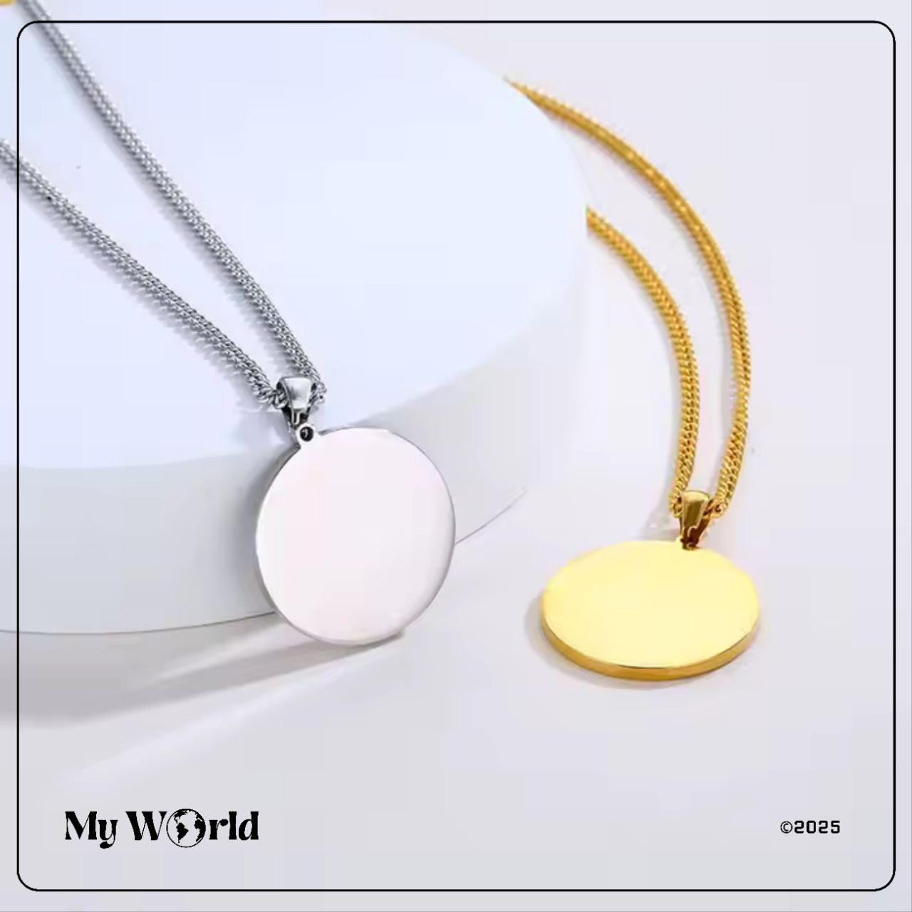 Exklusive runde Gravur - Halskette aus Premium - Edelstahl – Eleganz & Persönlichkeit in einem Schmuckstück My World My World