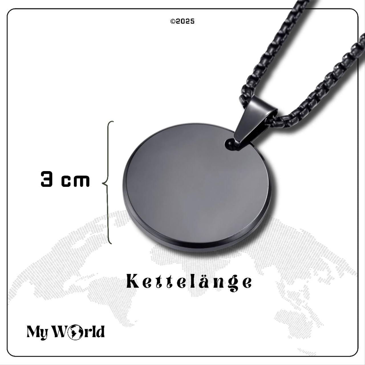 Exklusive runde Gravur - Halskette aus Premium - Edelstahl – Eleganz & Persönlichkeit in einem Schmuckstück My World My World