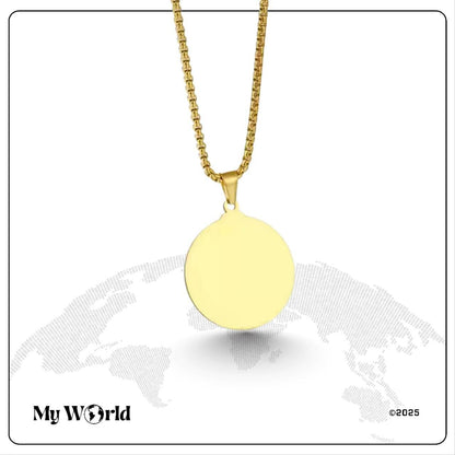 Exklusive runde Gravur - Halskette aus Premium - Edelstahl – Eleganz & Persönlichkeit in einem Schmuckstück My World My World