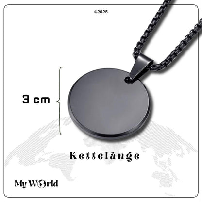 Exklusive runde Gravur - Halskette aus Premium - Edelstahl – Eleganz & Persönlichkeit in einem Schmuckstück My World My World